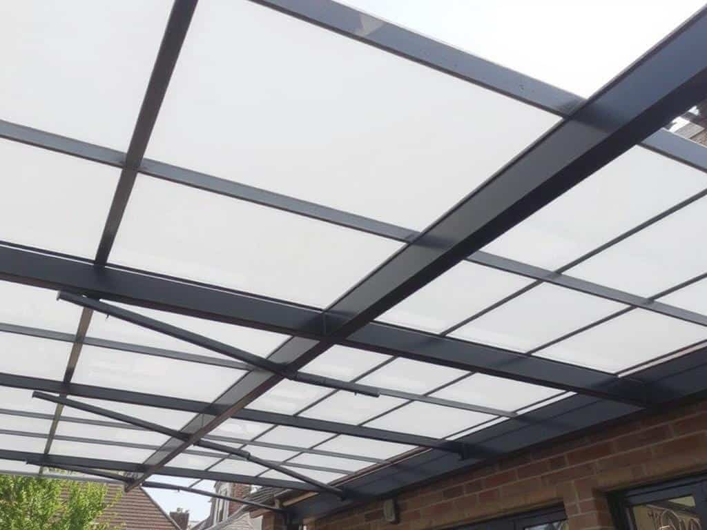 Kanopi baja ringan dengan atap alderon transparan