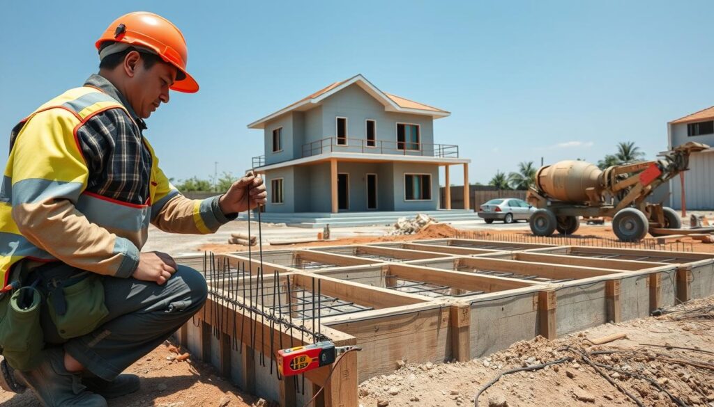 cara memasang pondasi cakar ayam